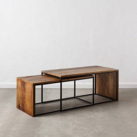 Set 2 MESA CENTRO NATURAL-NEGRO 100 X 50 X 45 CM