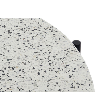 MESA CAFE HIERRO PIEDRA 80X80X45 TERRAZO NEGRO