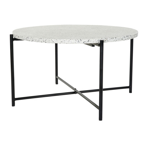 MESA CAFE HIERRO PIEDRA 80X80X45 TERRAZO NEGRO