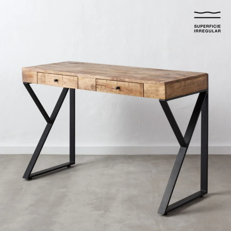 escritorio-marron-negro-madera-metal-120-x-50-x-77